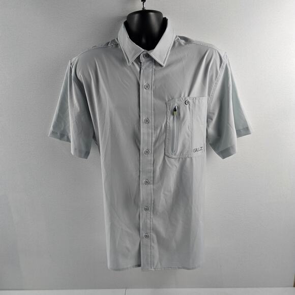 Gillz Short sleeve button down shirt Large gray vented‎ mens fishing 5748 - Picture 1 of 8